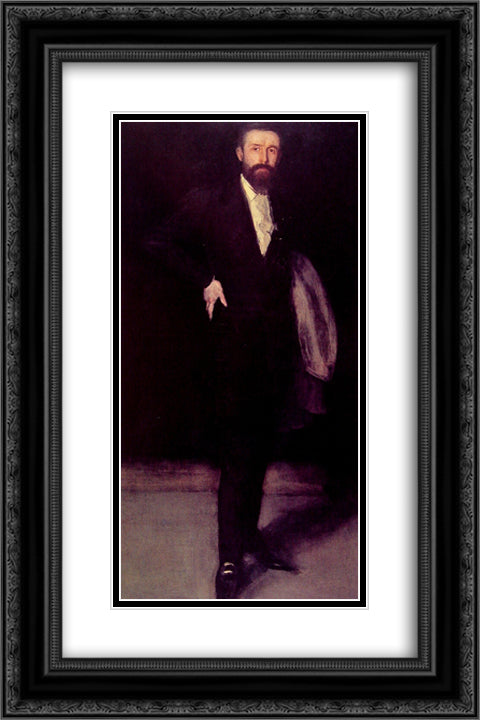 Arrangement in Black: Portrait of F.R. Leyland 16x24 Black Ornate Wood Framed Art Print Poster with Double Matting by Whistler, James McNeill