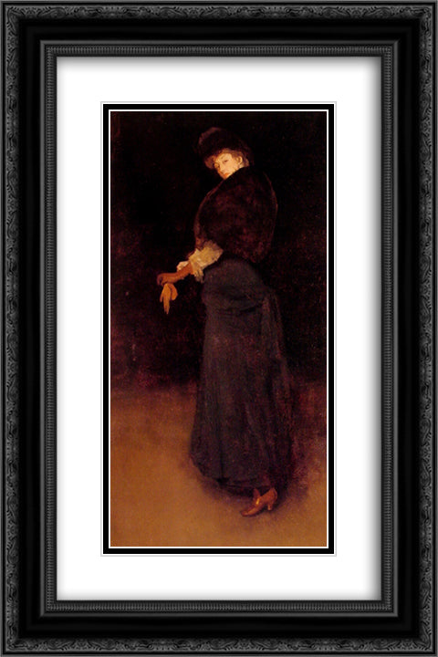 Arrangement in Black: The Lady in the Yellow Buskin ' Portrait of Lady Archibald Campbell 16x24 Black Ornate Wood Framed Art Print Poster with Double Matting by Whistler, James McNeill