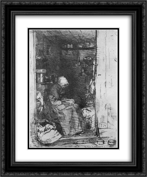 Old Woman with Rags 20x24 Black Ornate Wood Framed Art Print Poster with Double Matting by Whistler, James McNeill