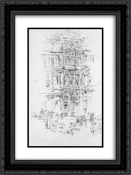 Palaces, Brussels 18x24 Black Ornate Wood Framed Art Print Poster with Double Matting by Whistler, James McNeill