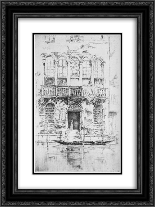 The Balcony 18x24 Black Ornate Wood Framed Art Print Poster with Double Matting by Whistler, James McNeill