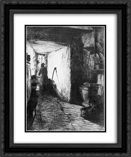 The Kitchen 20x24 Black Ornate Wood Framed Art Print Poster with Double Matting by Whistler, James McNeill