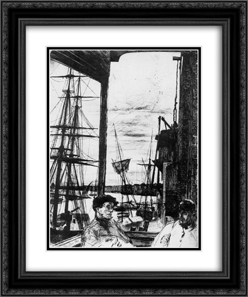 Rotherhithe 20x24 Black Ornate Wood Framed Art Print Poster with Double Matting by Whistler, James McNeill