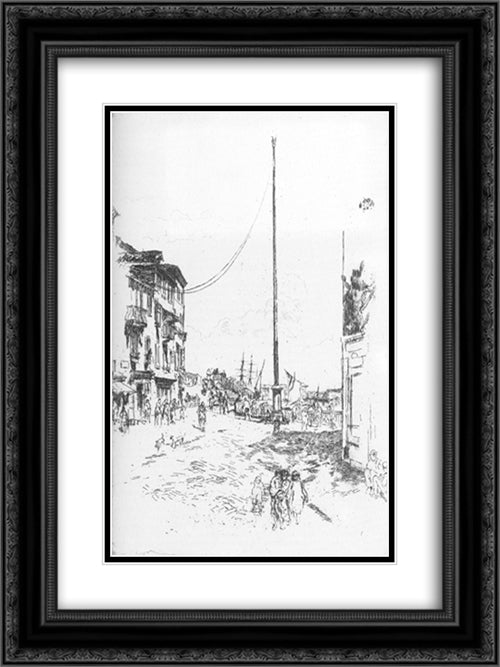 The Little Mast 18x24 Black Ornate Wood Framed Art Print Poster with Double Matting by Whistler, James McNeill