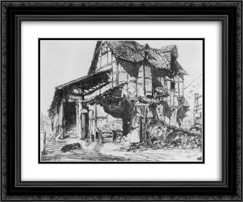 The Unsafe Tenement 24x20 Black Ornate Wood Framed Art Print Poster with Double Matting by Whistler, James McNeill