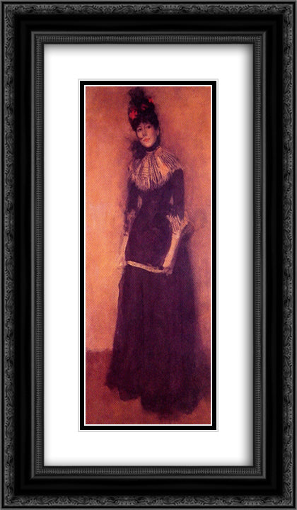 Rose et argent: La Jolie Mutine 14x24 Black Ornate Wood Framed Art Print Poster with Double Matting by Whistler, James McNeill