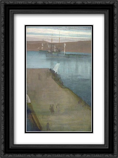 Valparaiso Harbor 18x24 Black Ornate Wood Framed Art Print Poster with Double Matting by Whistler, James McNeill