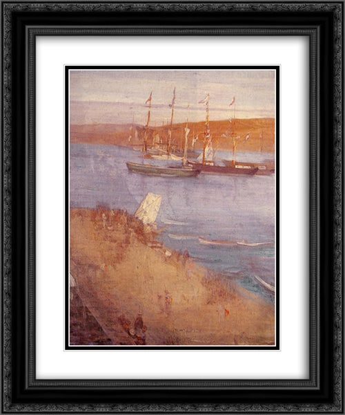 The Morning after the Revolution, Valparaiso 20x24 Black Ornate Wood Framed Art Print Poster with Double Matting by Whistler, James McNeill