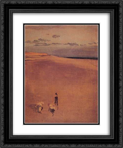 The Beach at Selsey Bill 20x24 Black Ornate Wood Framed Art Print Poster with Double Matting by Whistler, James McNeill