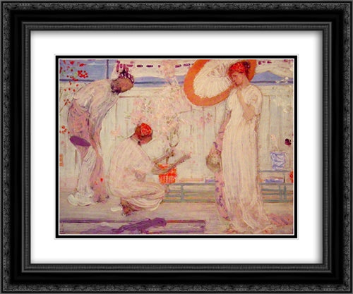 The White Symphony: Three Girls 24x20 Black Ornate Wood Framed Art Print Poster with Double Matting by Whistler, James McNeill