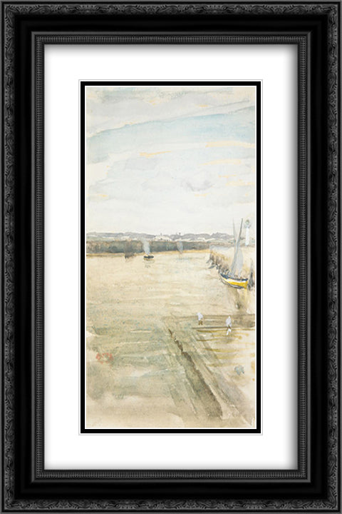 Scene on the Mersey 16x24 Black Ornate Wood Framed Art Print Poster with Double Matting by Whistler, James McNeill