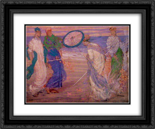 Symphony in Blue and Pink 24x20 Black Ornate Wood Framed Art Print Poster with Double Matting by Whistler, James McNeill