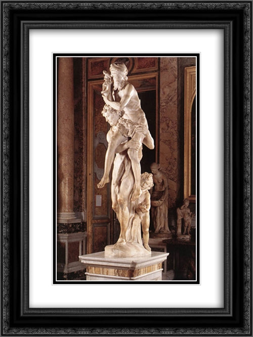 Aeneas, Anchises, and Ascanius [detail: 1] 18x24 Black Ornate Wood Framed Art Print Poster with Double Matting by Bernini, Gian Lorenzo