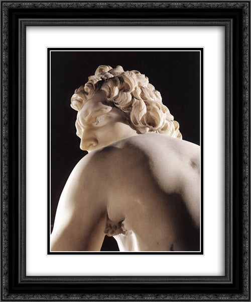 David [detail: 1] 20x24 Black Ornate Wood Framed Art Print Poster with Double Matting by Bernini, Gian Lorenzo