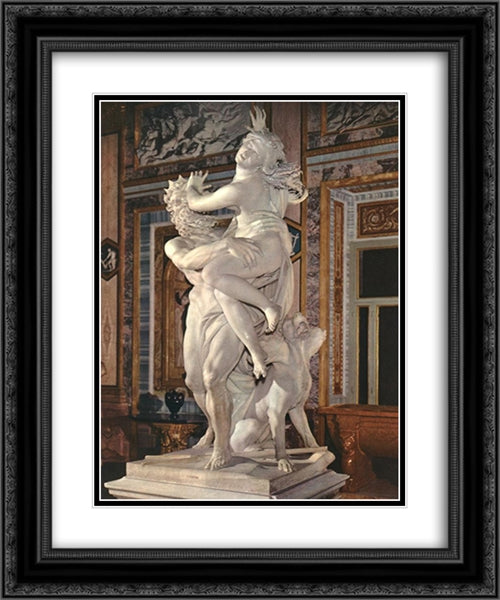 The Rape of Proserpine [detail: 3] 20x24 Black Ornate Wood Framed Art Print Poster with Double Matting by Bernini, Gian Lorenzo