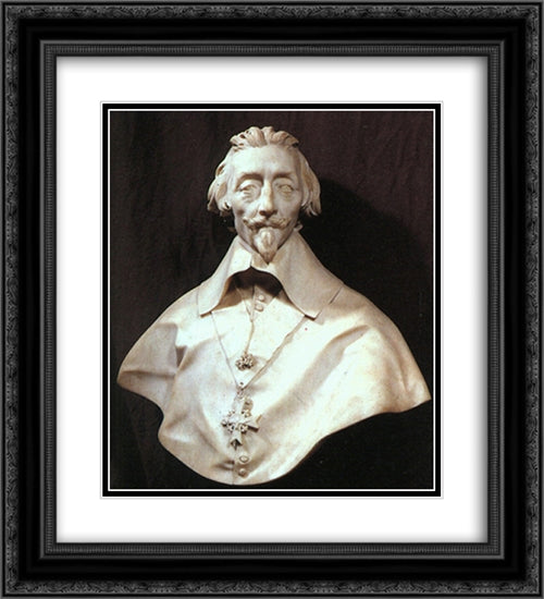 Bust of Cardinal Armand de Richelieu 20x22 Black Ornate Wood Framed Art Print Poster with Double Matting by Bernini, Gian Lorenzo