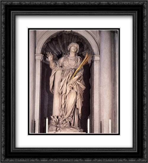 Saint Bibiana 20x22 Black Ornate Wood Framed Art Print Poster with Double Matting by Bernini, Gian Lorenzo