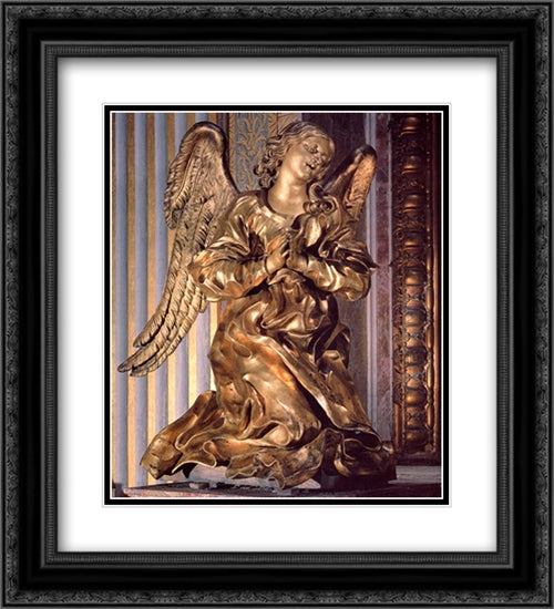 Altar of the Cappella del Sacramento [detail] 20x22 Black Ornate Wood Framed Art Print Poster with Double Matting by Bernini, Gian Lorenzo