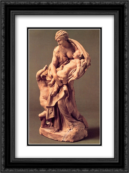 Charity 18x24 Black Ornate Wood Framed Art Print Poster with Double Matting by Bernini, Gian Lorenzo