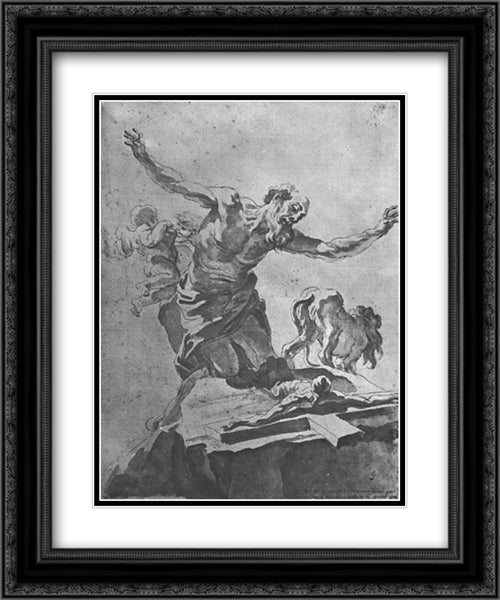 St Jerome Penitent 20x24 Black Ornate Wood Framed Art Print Poster with Double Matting by Bernini, Gian Lorenzo