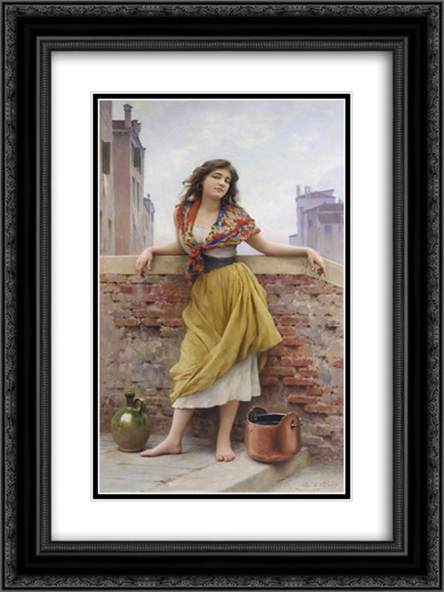 The Watercarrier 18x24 Black Ornate Wood Framed Art Print Poster with Double Matting by Blaas, Eugene de