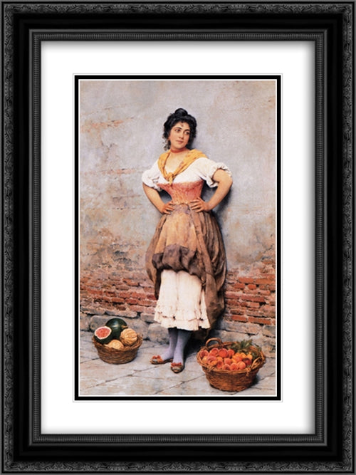 Unknown 18x24 Black Ornate Wood Framed Art Print Poster with Double Matting by Blaas, Eugene de