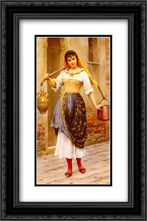 Work 16x24 Black Ornate Wood Framed Art Print Poster with Double Matting by Blaas, Eugene de