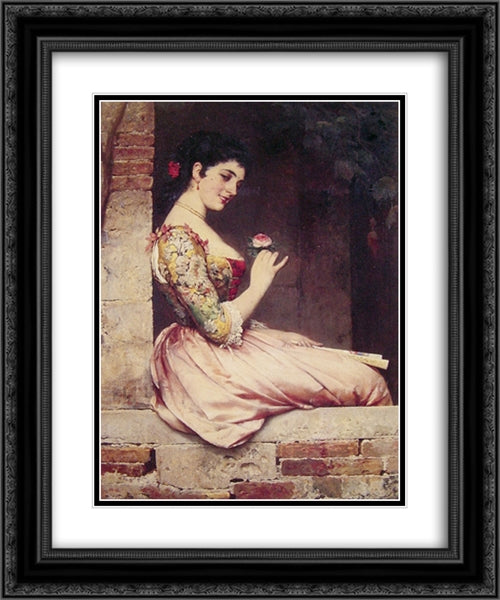 The Rose 20x24 Black Ornate Wood Framed Art Print Poster with Double Matting by Blaas, Eugene de