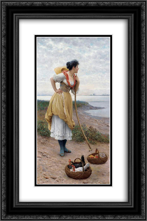 Daydreaming 16x24 Black Ornate Wood Framed Art Print Poster with Double Matting by Blaas, Eugene de