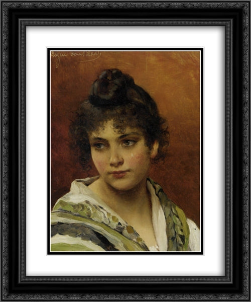 Young Beauty 20x24 Black Ornate Wood Framed Art Print Poster with Double Matting by Blaas, Eugene de