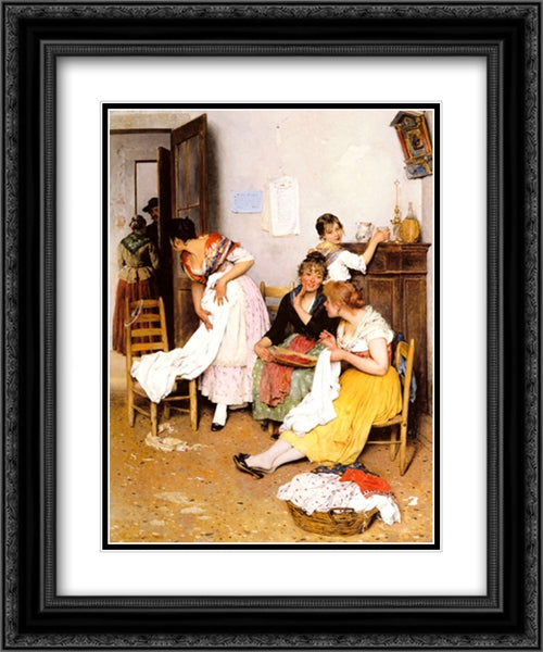 The New Suitor 20x24 Black Ornate Wood Framed Art Print Poster with Double Matting by Blaas, Eugene de