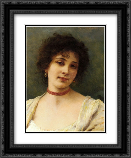 An Elegant Lady 20x24 Black Ornate Wood Framed Art Print Poster with Double Matting by Blaas, Eugene de