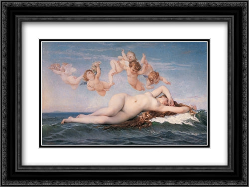 The Birth of Venus 24x18 Black Ornate Wood Framed Art Print Poster with Double Matting by Cabanel, Alexandre