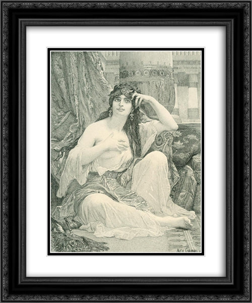 Engaving after Cabanel's 'The Sulamite' 20x24 Black Ornate Wood Framed Art Print Poster with Double Matting by Cabanel, Alexandre