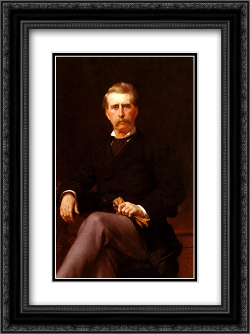 Portrait de John William Mackay (1831'1902) 18x24 Black Ornate Wood Framed Art Print Poster with Double Matting by Cabanel, Alexandre