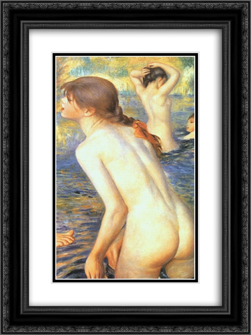 The Large Bathers (detail) 18x24 Black Ornate Wood Framed Art Print Poster with Double Matting by Renoir, Pierre Auguste