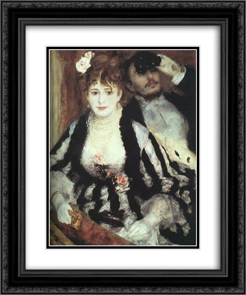 La Loge 20x24 Black Ornate Wood Framed Art Print Poster with Double Matting by Renoir, Pierre Auguste