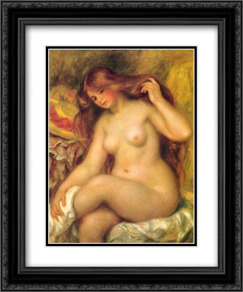 Bather with Blonde Hair 20x24 Black Ornate Wood Framed Art Print Poster with Double Matting by Renoir, Pierre Auguste