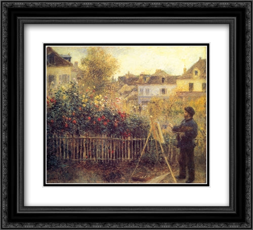 Claude Monet Painting in his Garden at Argenteuil 22x20 Black Ornate Wood Framed Art Print Poster with Double Matting by Renoir, Pierre Auguste