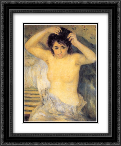 Torso: Before the Bath 20x24 Black Ornate Wood Framed Art Print Poster with Double Matting by Renoir, Pierre Auguste