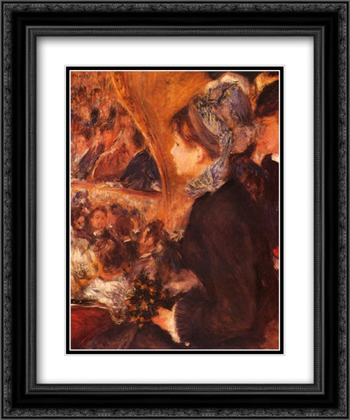 At The Theatre 20x24 Black Ornate Wood Framed Art Print Poster with Double Matting by Renoir, Pierre Auguste