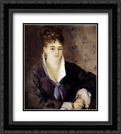 Woman In Black 20x22 Black Ornate Wood Framed Art Print Poster with Double Matting by Renoir, Pierre Auguste