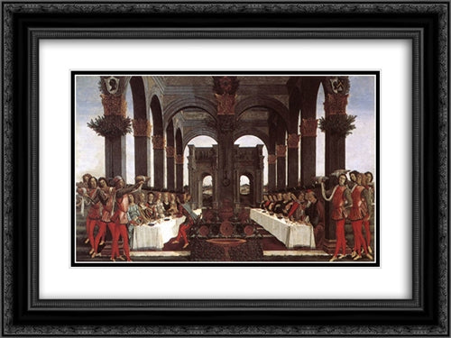 The Story of Nastagio degli Onesti (fourth episode) 24x18 Black Ornate Wood Framed Art Print Poster with Double Matting by Botticelli, Sandro