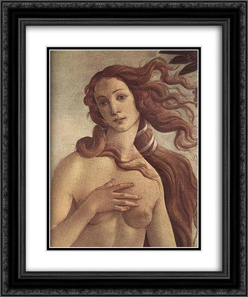 The birth of Venus [detail] 20x24 Black Ornate Wood Framed Art Print Poster with Double Matting by Botticelli, Sandro