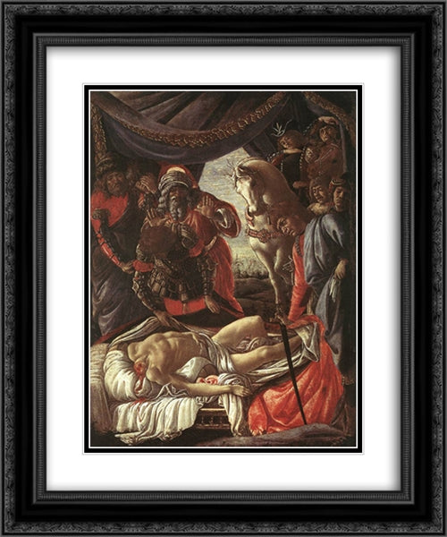 The Discovery of the Murder of Holophernes 20x24 Black Ornate Wood Framed Art Print Poster with Double Matting by Botticelli, Sandro