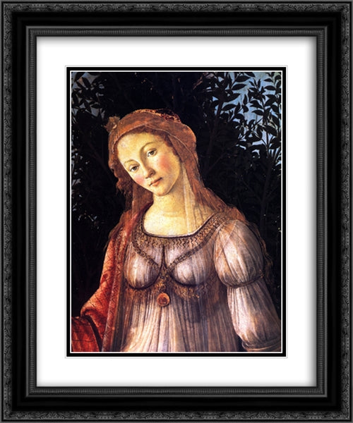 Allegory of Spring [detail] 20x24 Black Ornate Wood Framed Art Print Poster with Double Matting by Botticelli, Sandro