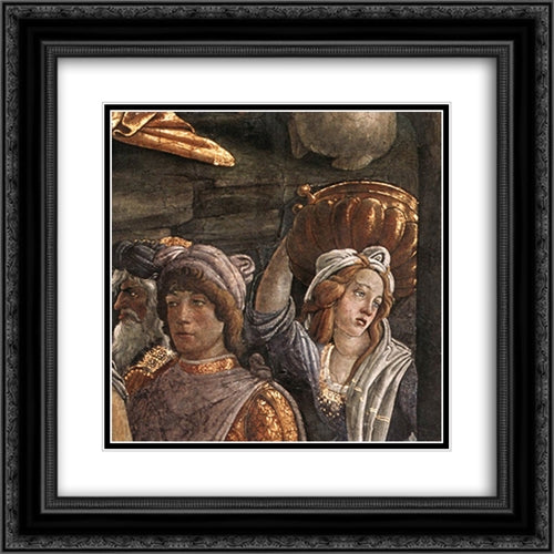 Scenes from the Life of Moses [detail: 4] 20x20 Black Ornate Wood Framed Art Print Poster with Double Matting by Botticelli, Sandro