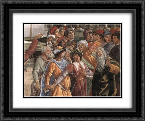 The Punishment of Korah [detail: 5] 24x20 Black Ornate Wood Framed Art Print Poster with Double Matting by Botticelli, Sandro