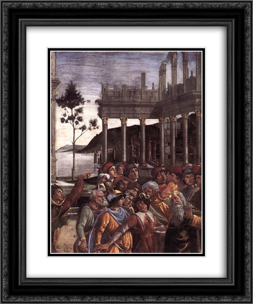 The Punishment of Korah [detail: 4] 20x24 Black Ornate Wood Framed Art Print Poster with Double Matting by Botticelli, Sandro