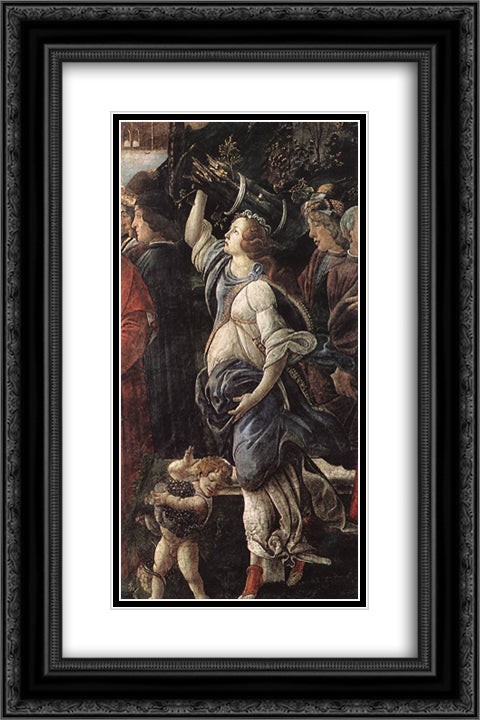 The Temptation of Christ [detail: 4] 16x24 Black Ornate Wood Framed Art Print Poster with Double Matting by Botticelli, Sandro